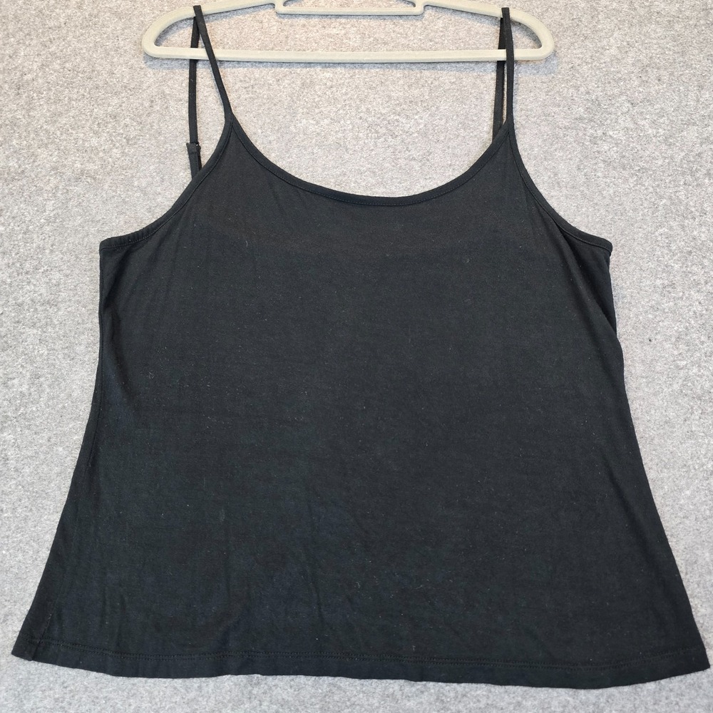 Womens Camisole Top Black Casual Wear Sleeveless Strappy Round Neck Pullover
